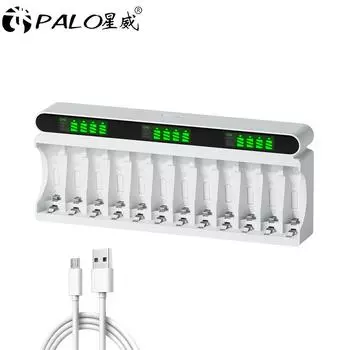 12-слотовый ЖК-дисплей, интеллектуальное быстрое зарядное устройство для аккумулятора, множественная защита для NiMH аккумулятора AA AAA 1,2 В, зарядное устройство