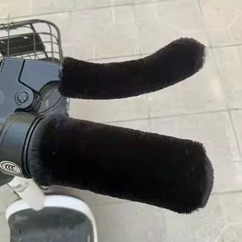 12 см 1 комплект зимних мотоциклетных чехлов для ручек, утолщенных, плюшевых, мягких, дышащих, для электрического велосипеда, защитных чехлов для тормозов темно серый
