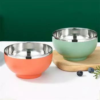 12 см 304 нержавеющая сталь детская рисовая миска двухслойная изолированная миска для хлопьев антипригарный детский контейнер для еды кухонная посуда оранжевый