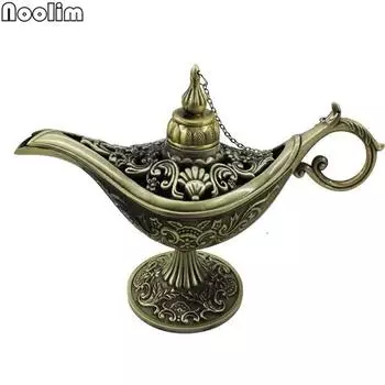 12 см (4,7 дюйма) полые Легендарные Аладдины Волшебные Лампы Джинна Курильницы Желающие Масляные Лампы Домашний Декор A
