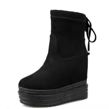 12 см британская эластичная ткань кожа женские весенние женские черные ковбойские ботильоны на танкетке ROME до щиколотки ботильоны до колена осенняя обувь 34 чёрный