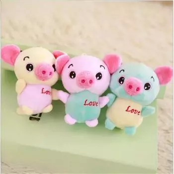 12 см конфетный цвет любовь свинья плюшевая игрушка подвеска кукла чучело животных плюшевые игрушки зодиак свинья новогодний подарок для девочки