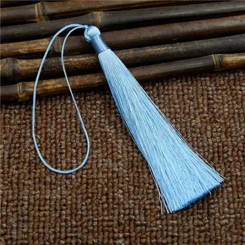 12 см ледяной шелковый бахрома Suizi антикварный длинный подвесной веер с шипами древний ципао ханфу бахрома кулон ручной работы аксессуары 12Cm closed tassel небесно-голубой