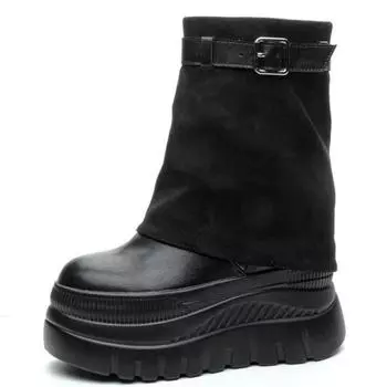 12 см натуральная кожа модные панк мотоциклетные ботинки челси зимние теплые до колена на платформе женские осенне-весенние туфли на молнии 33 леопардовый