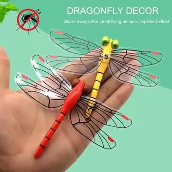 12 см поддельное украшение в виде стрекозы, устойчивое к атмосферным воздействиям садовое репеллент от мух, имитация мультяшной модели стрекозы, игрушка в помещении и на открытом воздухе, 3D орнамент в виде стрекозы красный