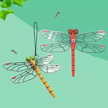12 см поддельное украшение в виде стрекозы, устойчивое к погодным условиям, отпугиватель садовых мух, имитация мультяшной модели стрекозы красный