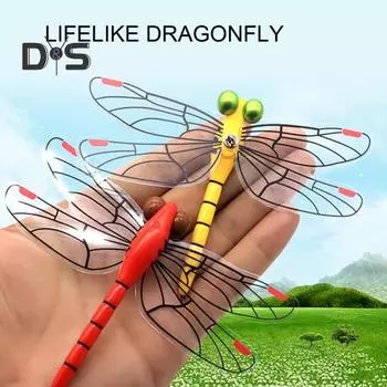 12 см поддельное украшение в виде стрекозы, устойчивое к атмосферным воздействиям садовое репеллент от мух, имитация мультяшной модели стрекозы, игрушка в помещении и на открытом воздухе, 3D орнамент в виде стрекозы красный