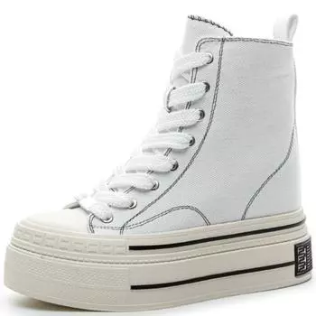 12 см женские парусиновые высокие кроссовки повседневные кроссовки на шнуровке для женщин весна-осень обувь зимние теплые кроссовки на высоком каблуке 34 красный