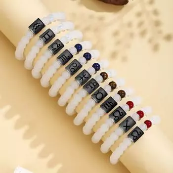 12 Созвездие Натуральный Камень Бусины Браслеты Для Мужчин Женщин Знаки Зодиака Браслет Овен Телец Дева