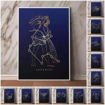 12 созвездий, созвездий и изображений планет. Плакаты для домашнего дизайна. Украшение стен жизни. 21cm30cm NoFrame