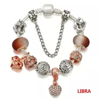 12 созвездий стиль змеиная цепочка браслеты-подвески для женщин с хрустальными бусинами кулон Diy модные украшения 21cm