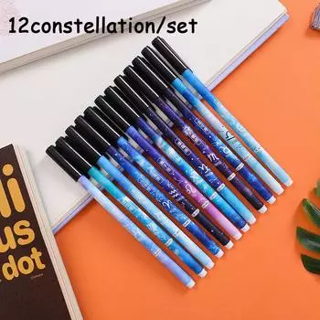 12 созвездий, стираемая нейтральная ручка, 0,5, полноигольная фрикционная тепловая стерилизация студентов, канцелярские принадлежности со звездами 12pcs чёрный
