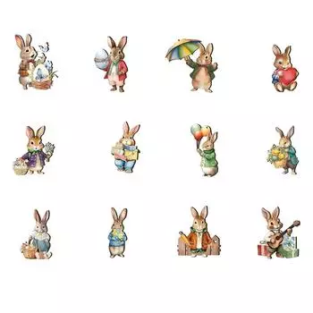 12 старинных пасхальных деревянных украшений - елочные украшения с веревками, пасхальные украшения, подходят для использования в помещении, в классе и на вечеринках(2D) One Size коричневый