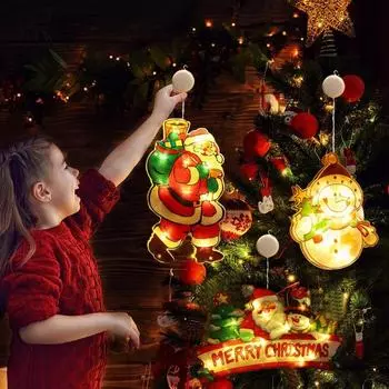 12 Styles Christmas Lamp Window Hanging Lamp Christmas Decor Lamp Shop Window Room Decoration LED Sucker Light Small Color Lamp