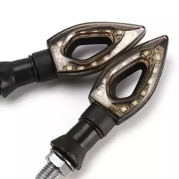 12 светодиодных янтарных фонарей 1 пара для мотоцикла, водонепроницаемые указатели поворота чёрный