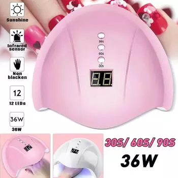 12 светодиодов светодиодная сушилка для ногтей УФ-лампа для ногтей USB маникюрный гель-лак инструменты для дизайна ногтей маникюрная машинка розовый