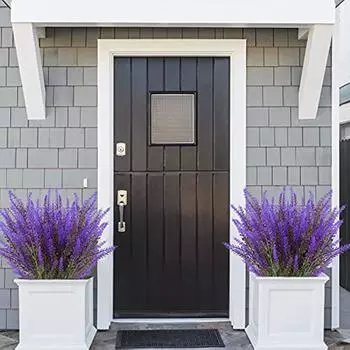 12 связок невыцветающих искусственных цветов лаванды, устойчивых к ультрафиолетовому излучению, искусственные пластиковые растения для украшения оконных ящиков в саду 12 Bundles белый