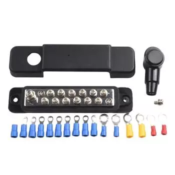 12-точечная шина, распределительный блок питания шины 180A, черный/красный, аккумуляторная шина, распределительный блок питания, положительный/отрицательный чёрный