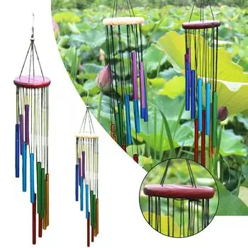 12 Tubes Wind Chimes Aluminum Tube+Pine Metal Pipe Wind Chimes Bells Balcony Garden Coffee Shop Wall Hanging Decoration