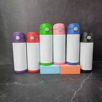 12 унций сублимационная пустая детская бутылка для воды с двойными стенками и вакуумной изоляцией из нержавеющей стали для спорта и отдыха на открытом воздухе 12oz чёрный