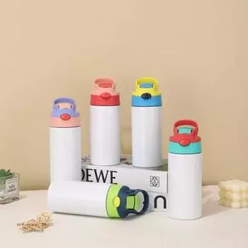 12 унций термокружка детская двухслойная нержавеющая сталь стаканы для воды выдвижная бутылка-непроливайка уличный портативный термос детские подарки 350ml зелёный