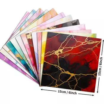 12 упаковок красного розового мрамора позолоченная фоновая бумага для самостоятельного ручного счета вырезанная тонкая бумага для материала 15cm*15cm