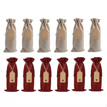 12 упаковок мешков для вина из мешковины с бирками для подарков и мероприятий Red and Beige