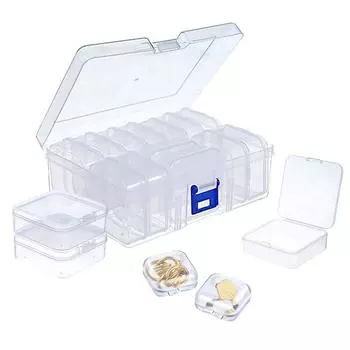 12 упаковок, мини-прозрачные пластиковые контейнеры для хранения бусин, органайзеры с крышками для мелких предметов, ювелирные изделия, бусины, фурнитура для рукоделия