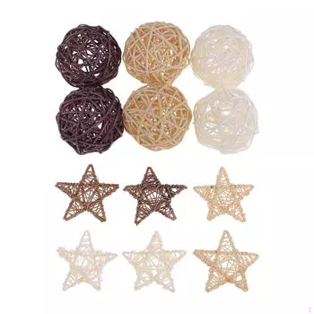 12 упаковок плетеных шаров из ротанга со звездами, декоративный шар для украшения дома, поделки своими руками