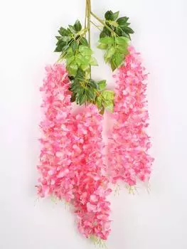 12 упаковок, подвесные искусственные цветы глицинии, искусственная густая шелковая лоза, гирлянда-гирлянда для свадьбы, вечеринки, садовая зелень, домашний декор стен розовый