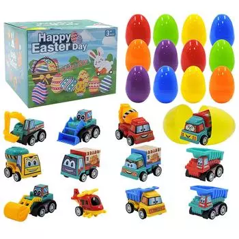 12 упаковок предварительно заполненных пасхальных яиц с 2,5-дюймовыми пластиковыми пасхальными яйцами, наполненными игрушками для пасхальных охот, наполнителями для корзин, подарками на пасхальную вечеринку One Size