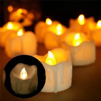 12 упаковок, теплые белые светодиодные беспламенные чайные свечи, свечи для Хэллоуина, свадьбы, вечеринки, уличные украшения для помещений, с циклическим управлением
