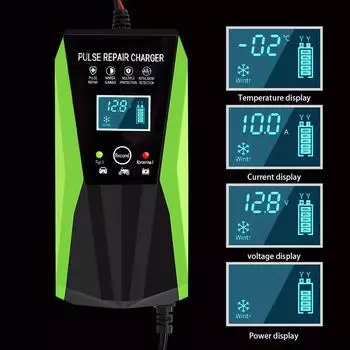 12 В 10 А импульсное ремонтное зарядное устройство с ЖК-дисплеем Зарядное устройство для аккумуляторов мотоциклов и автомобилей Agm Deep Cycle Gel свинцово-кислотное зарядное устройство