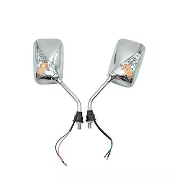 12 В 10 мм Универсальный для мотоциклов, скутеров, квадроциклов, пара хромированных боковых зеркал заднего вида для мотоциклов с указателем поворота