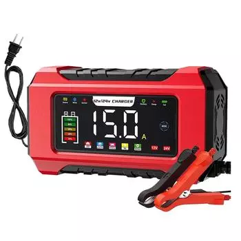 12 В 15 А автомобильное зарядное устройство для аккумулятора Smart Pulse Repair Screen LCD Display Smart Charger для свинцово-кислотных аккумуляторов для грузовиков, лодок, автофургонов, внедорожников жёлтый