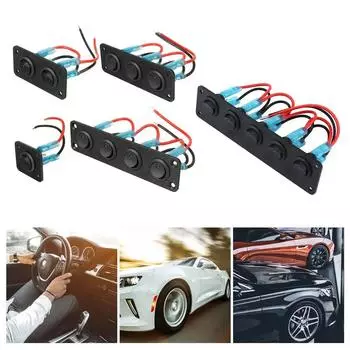 12 В 1-5 Gang Универсальный тумблер Панель USB Автомобиль Лодка Морской Автофургон Грузовик Синий светодиод Стильные аксессуары Морской кулисный переключатель