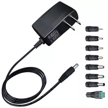 12 В 1 А, сетевой штекер переменного тока в постоянный 12 В 12 Вт с 8-контактным длинным кабелем для стабильного и гибкого сертифицированного адаптера PSE, наконечники 100-240 В 50/60 Гц 1 А/1000 мА, плюс,