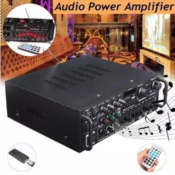 12 В/220 В 2000 Вт Bluetooth 2,0-канальный аудио усилитель Hi-Fi 326BT AV-усилитель динамик с пультом дистанционного управления для дома в автомобиле