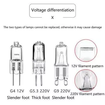 12 В 220 В 2-контактный тип G4/G5.3/G9 галогенные лампы 20 Вт/25 Вт/35 Вт/40 Вт прозрачные лампочки для домашнего декора A1
