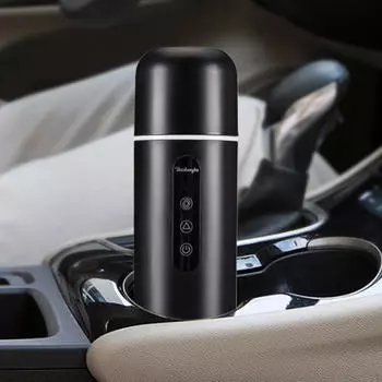 12 В 24 Подогреваемая дорожная кружка, автомобильный чайник, портативная чашка для подогрева воды для кофе, чёрный