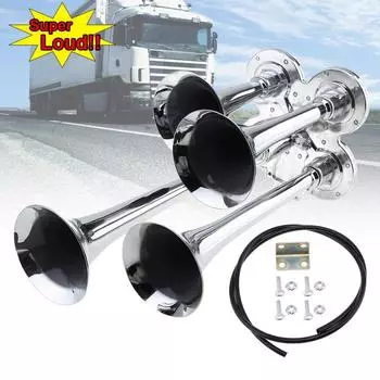 12 В / 24 В 150 дБ супер громкий четырехтрубный воздушный гудок для автомобиля грузовика поезда лодки автобуса 12/24V