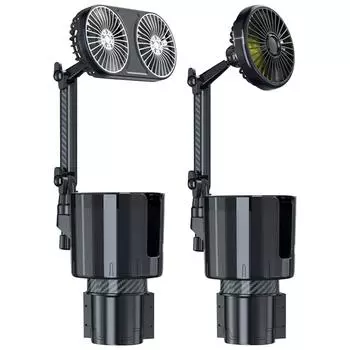 12 В/24 В 2 в 1 Автомобильный вентилятор с подсветкой и подстаканником Портативный вентилятор охлаждения автомобиля Регулируемая база 3 скорости для автомобиля Внедорожник Single