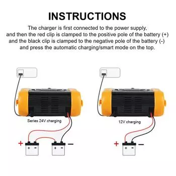 12 В 24 В 300 Вт светодиодный дисплей высокой мощности импульсный ремонт аккумулятора зарядка интеллектуального автомобильного аккумулятора зарядное устройство мотоцикл внедорожник грузовик многофункциональный жёлтый