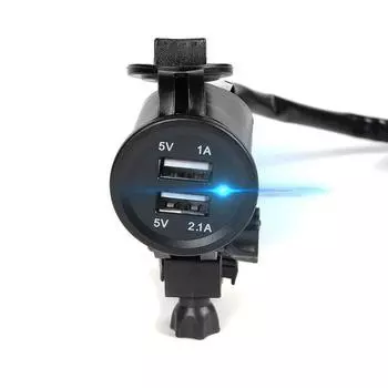 12 В 24 В 3,1 А двойной USB-разъем для зарядного устройства, розетка для мотоцикла, водонепроницаемый зарядный штекер, комплект чёрный