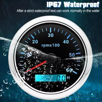 12 В/24 В 85 мм тахометр 3000 4000 6000 7000 8000 об/мин тахометр счетчик моточасов ЖК-дисплей для мотоцикла ходовой двигатель автомобиль лодка