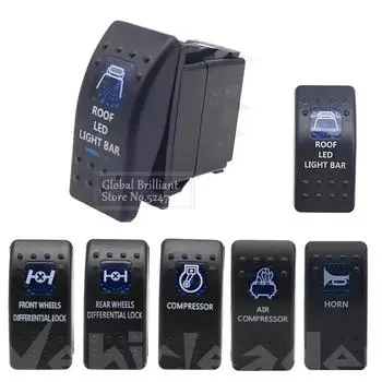 12 В / 24 В автомобиль лодка караван кулисные переключатели водонепроницаемый кулисный переключатель двойной синий светодиодный фонарь клаксон светодиодная панель для крыши