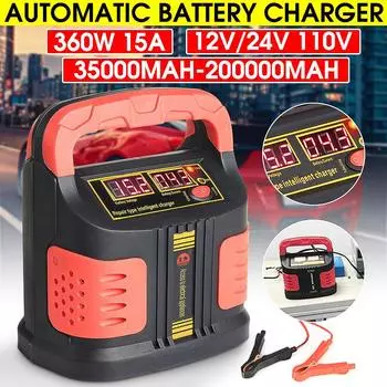 12 В/24 В автомобильное зарядное устройство, усилитель 360 Вт, электрическое аварийное интеллектуальное импульсное ABS, ЖК-дисплей, защита цепи аккумулятора, вилка европейского/американского стандарта EU Plug красный