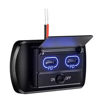12 В/24 В автомобильное зарядное устройство USB-разъем с функцией ВКЛ/ВЫКЛ QC3.0 PD быстрая зарядка автомобильное зарядное устройство USB-разъем питания с выключателем для автомобиля, автофургона, яхты, автобуса A