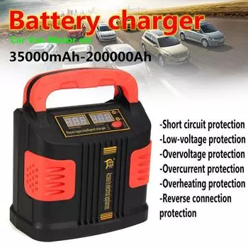 12 В/24 В автомобильное зарядное устройство, усилитель 360 Вт, электрическое аварийное интеллектуальное импульсное ABS, ЖК-дисплей, защита цепи аккумулятора, вилка европейского/американского стандарта EU Plug красный