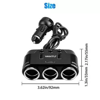 12 В-24 В автомобильное зарядное устройство для телефона, разветвитель прикуривателя, 2-USB автомобильное зарядное устройство с удлинительным кабелем, дисплей напряжения as the picture